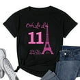 thumbnail image 1 of Womens Paris Theme 11th Birthday Shirt for Girls Black Small, 1 of 5