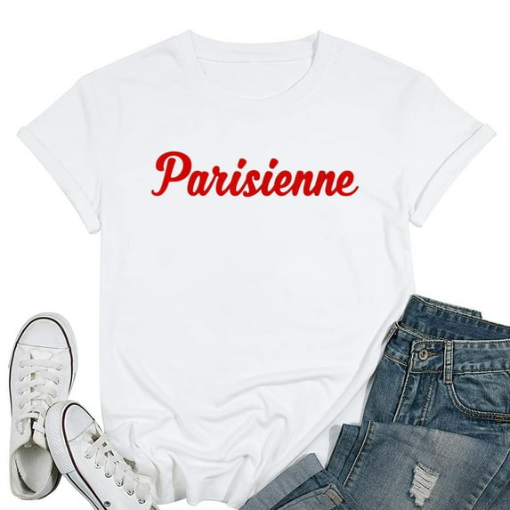 Womens Parisienne, stylish French t shirt White 2X-Large