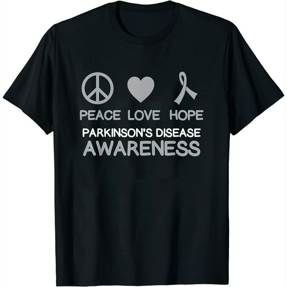 Womens Parkinson's Disease Awareness Peace Love Hope T-Shirt Black 3X-Large