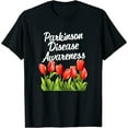 thumbnail image 1 of Womens Parkinsons Disease Awareness Tulips T-Shirt Black 4X-Large, 1 of 5