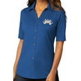 thumbnail image 1 of Womens Pastel Bowling Arch Button-Down Stretch Shirt, Medium True Blue, 1 of 4