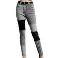 thumbnail image 1 of Womens Patchwork High Waist Jeans Teen Girls Trendy Streetwear Denim Pants with Pockets Fashion Casual Going Out Leggings, 1 of 7