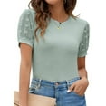 thumbnail image 1 of Womens Patchwork Short Sleeve Tops Shirt Slim Fit Casual Waffle Tee Blouse, 1 of 7