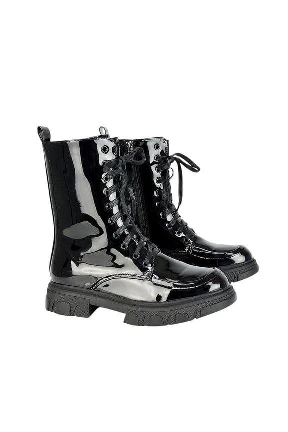 Womens Patent Biker Boots