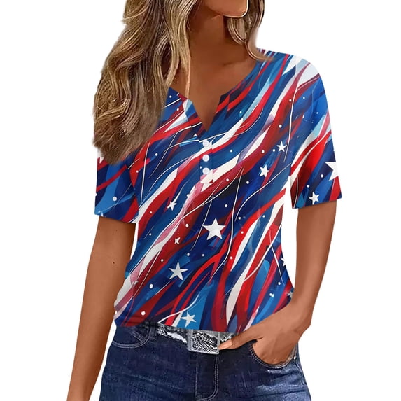 Womens Patriotic America 250th Anniversary Printed Tee, Short Sleeve Round Neck Casual Top, Soft Skin-Friendly Fabric, Family Gathering Party, United States Celebration Present