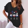 thumbnail image 1 of Womens Patriotic Linen Tops Women Plus Size Cotton Linen 4th of July Tshirts Loose Summer V-Neck T-Shirt Top Oversized Short Sleeve Blouse Black, 1 of 4
