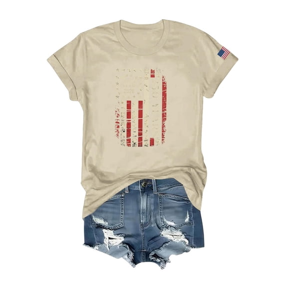 Womens Patriotic Shirts,Womens T Shirts,Casual Tops for Women,America 250th Shirt,Women's 4th of July Shirt Patriotic Graphic Tees Independence Day Summer Outfits Casual Soft Tops,Beige,Large