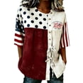 thumbnail image 1 of Womens Patriotic T Shirts Loose Short Sleeve Crew Neck 4th Of July Shirt With American Falg Print Holiday Commemorative Tops Wine L, 1 of 4