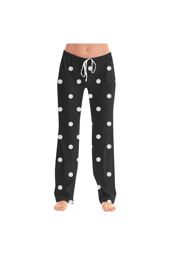 Womens Pattern Printing Lounge Pants Casual High-Waisted Drawstring Wide-Leg Loose Pants with Pockets