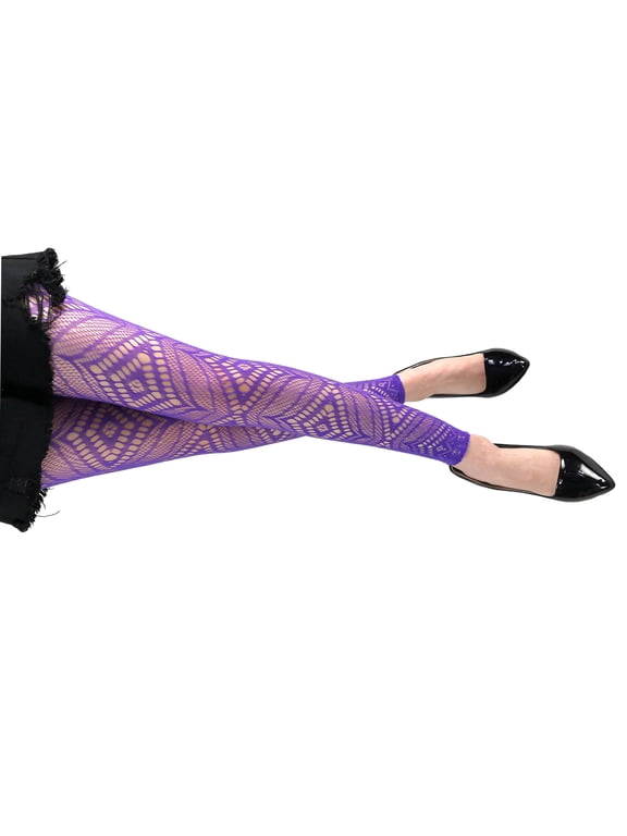 Womens Patterned Footless Tights High Waist Net Footless Leggings Pantyhose Sheer Thigh High Stockings