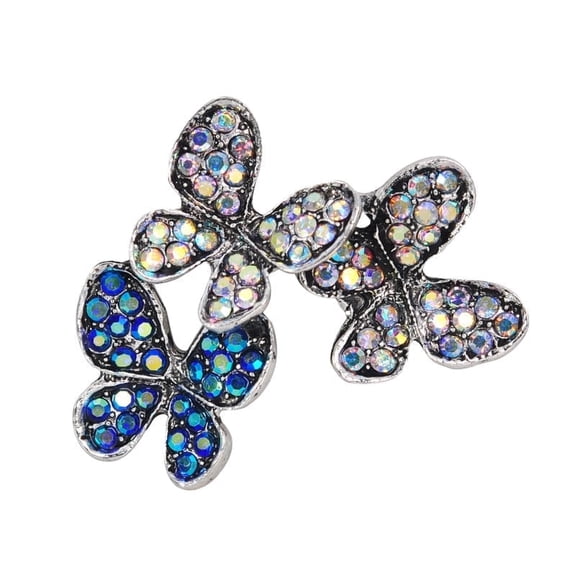 Gyn&Joy Butterfly Blue, Crystal Rhinestone Flying Butterfly Insect Necklace Pendants, Silvertone, (Gift Box), 1