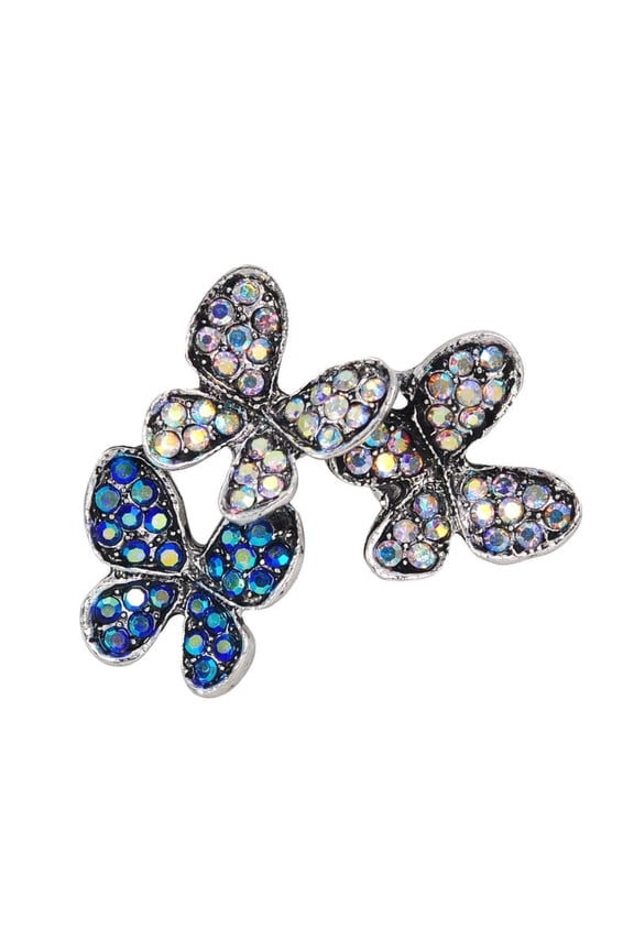 Butterfly Blue, Crystal Rhinestone Flying Butterfly Insect Necklace Pendants, Silvertone, (Gift Box), 1