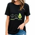 thumbnail image 1 of Womens Peace Love Avocado T-Shirt Black 2XL, 1 of 5