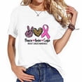 thumbnail image 1 of Womens Peace Love Cure Faith Pink Ribbon Breast Cancer Awareness T-Shirt Black 2XL, 1 of 5