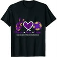 thumbnail image 1 of Womens Peace Love Cure Pancreatic Cancer Awareness Purple Graphic T-Shirt Black 2X-Large, 1 of 5