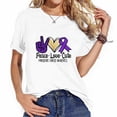 thumbnail image 1 of Womens Peace Love Cure Pancreatic Cancer Awareness Ribbon T-Shirt Black, 1 of 5