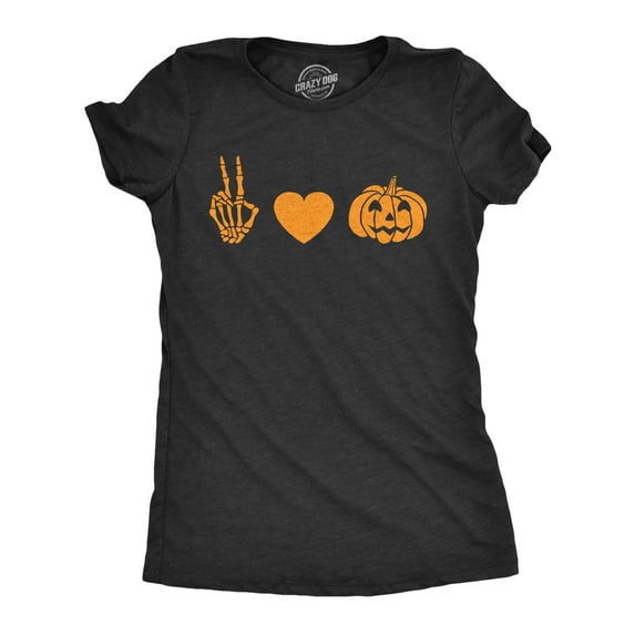 Womens Peace Love Jack O Lantern T Shirt Funny Halloween Party Graphic Novelty Tee Womens Graphic Tees