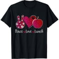 thumbnail image 1 of Womens Peace Love Lunch Lady Cafeteria Worker T-Shirt mens t shirt womens t shirt cropped tshirt graphic tshirt black t shirt, 1 of 4