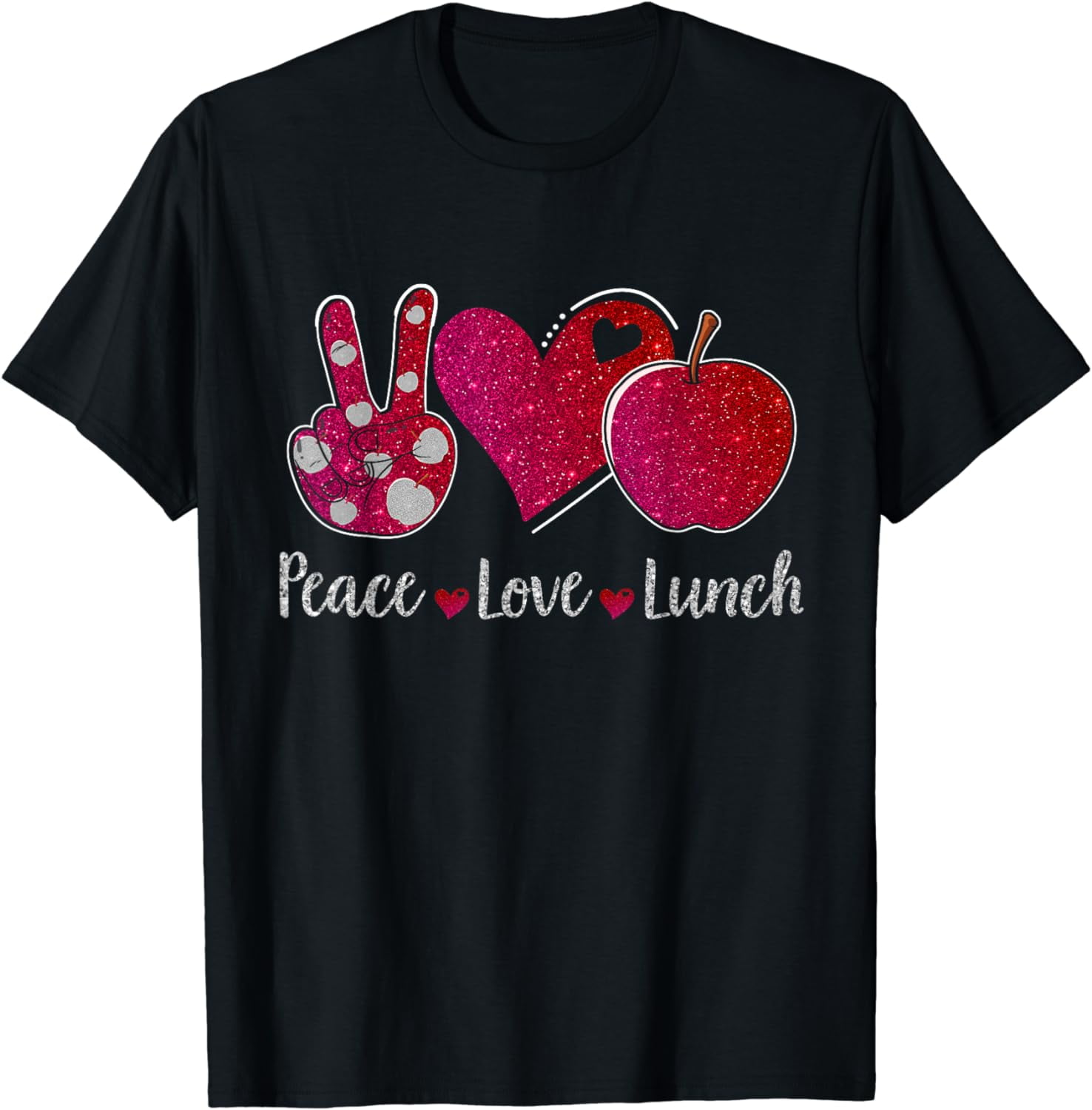 Womens Peace Love Lunch Lady Cafeteria Worker T Shirt