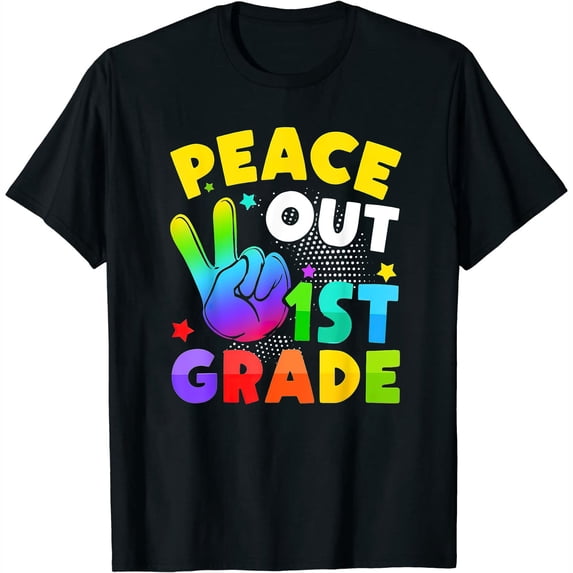 Womens Peace Out 1St First Grade Graduation Last Day Of School Kids T-Shirt Black