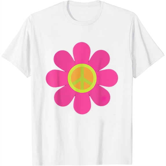 Womens Peace Sign Love T Shirt 60S 70S Tie Dye Hippie Costume Shirt White X-Large