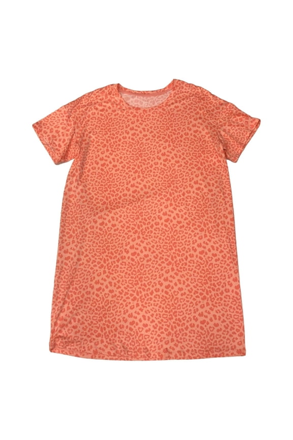 Womens Peach Orange Leopard Print Sleepshirt Sleep & Night Shirt Large