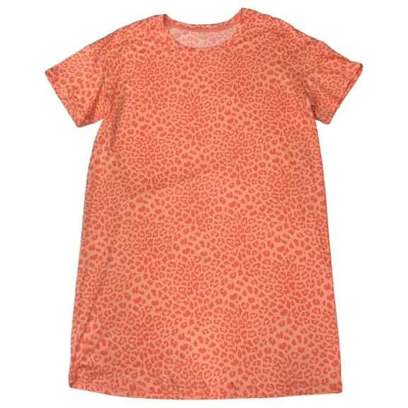 Womens Peach Orange Leopard Print Sleepshirt Sleep & Night Shirt X-Large