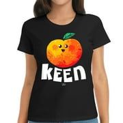 Womens Peachy Keen Vegan Kawaii Smiling Peach Fruit Kids Cute T-Shirt Black 2XL