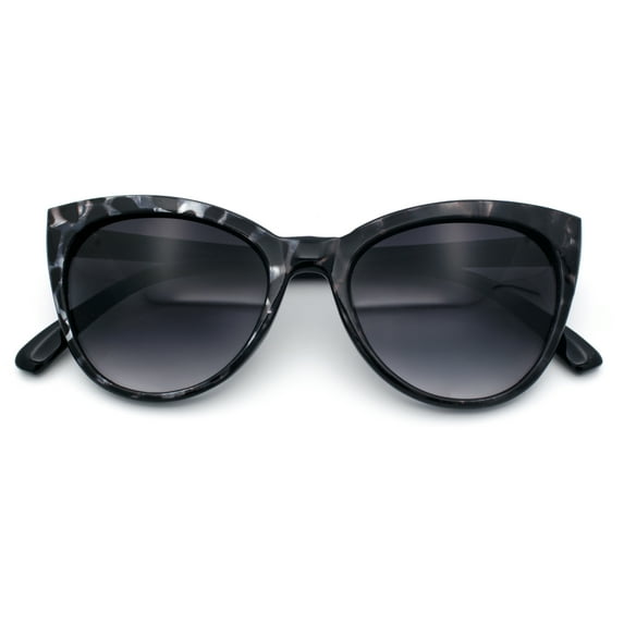 SA106 Womens Pearl Color Cat Eye Sunglasses Black Tortoise - Smoke