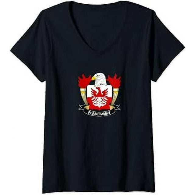 Womens Pease Coat of Arms Family Crest VNeck TShirt