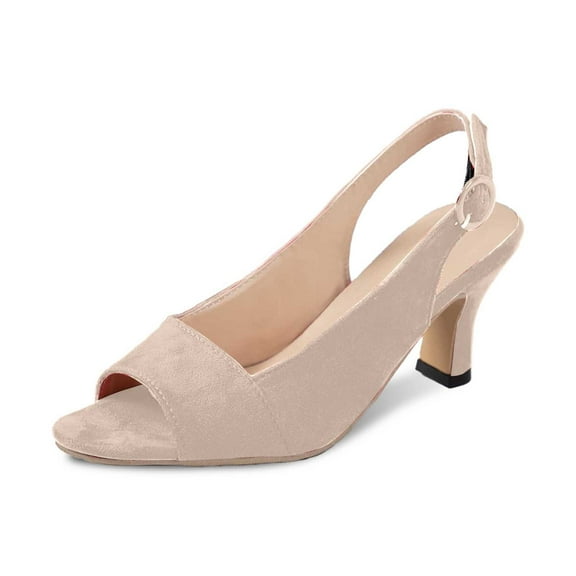Womens Peep Toe Buckle Sexy Stylish Slingback Night Club Suede Stiletto High Heel Pumps Shoes 3.3 Inch