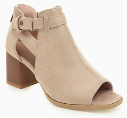 LAICIGO Women's Peep Toe Heels - Chunky Heel Booties With Back Zipper, Open Toe Dress Shoes