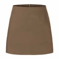 thumbnail image 1 of Womens Pencil Mini Skirts Built in Shorts Solid Color Zipper Business Casual Skort Khaki M, 1 of 4
