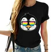 Womens Penguin Sunglasses Pan-sexual Pride Animal LGBT-Q Ally T-Shirt Black 2X-Large