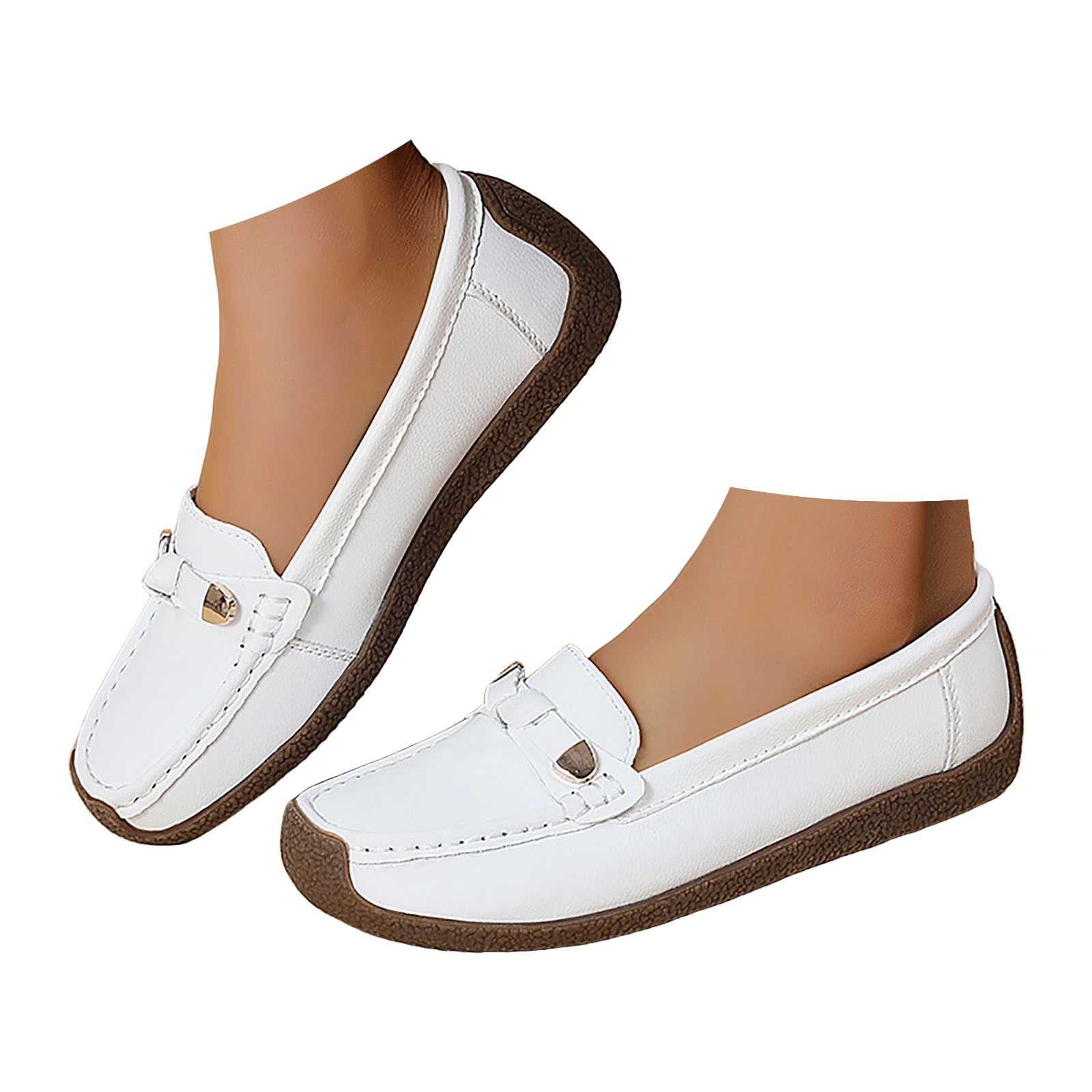 Womens Penny Loafers Comfortable Leather Soft Non Skid Work Flats