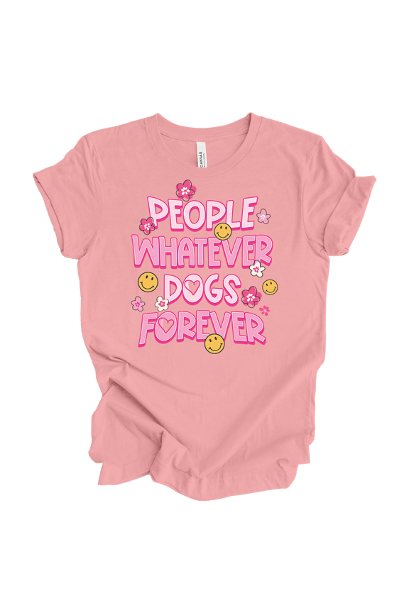 Womens People Whatever Dogs Forever Unisex Short Sleeve Graphic Tee-Pink-medium