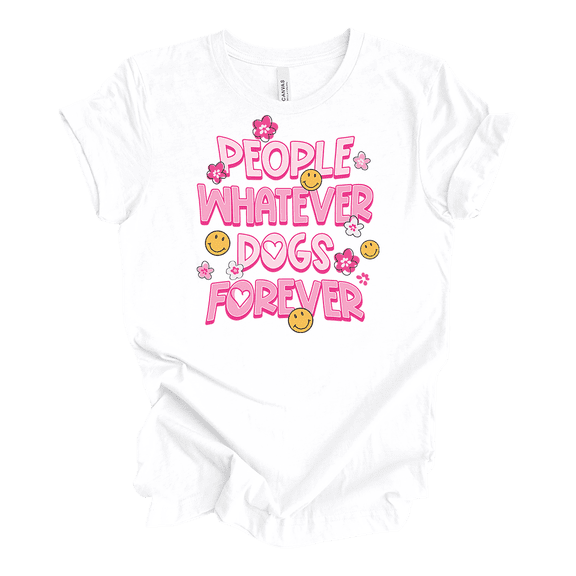 Womens People Whatever Dogs Forever Unisex Short Sleeve Graphic Tee-White-medium