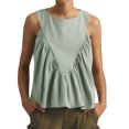 thumbnail image 1 of Womens Peplum Babydoll Tank Tops Summer Sleeveless Loose T Shirts Casual Shirred Flowy Tops, 1 of 7