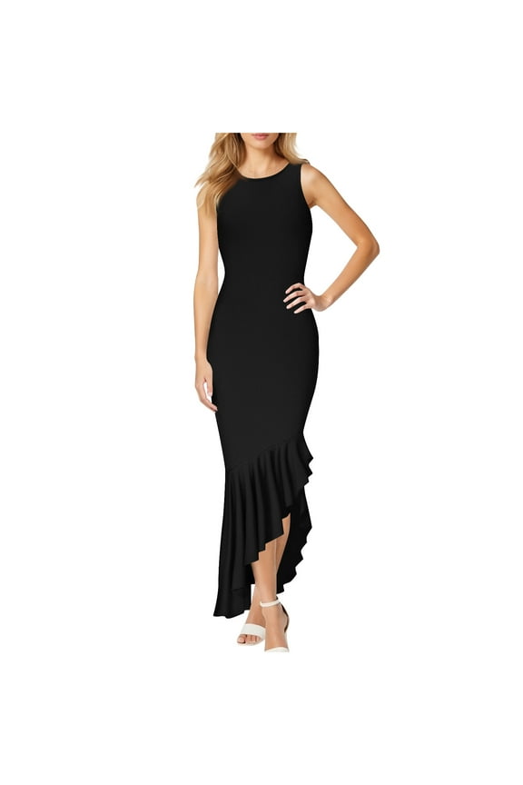 Womens Peplum Long Slimming Tunic Dresses for Ladies Sleeveless Boat Neck Spandex Going Out Summer Fall Dresses 2026 Clothing Fashion Y2K