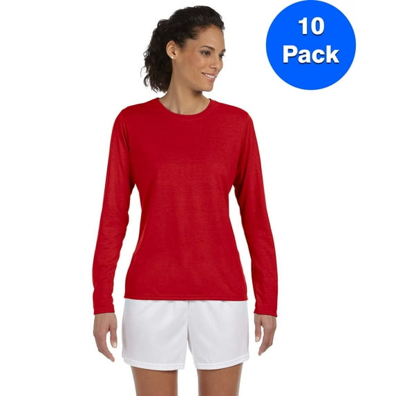 Womens Performance Long-Sleeve T-Shirt 10 Pack