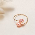 thumbnail image 1 of Womens Personalized Pearl Ring With Freshwater Pearls Rice Droplet Circle White Pink Purple Copper Alloy Pearl, 1 of 2