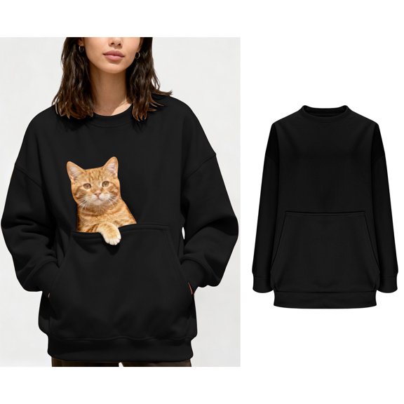 Womens Pet Dog Pouch Hoodies Kitten Puppy Carrier Hood Casual Long Sleeve Oversized Pocket Pullover Tops Fall Winter Clothes