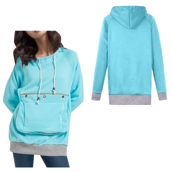 Womens Pet Pouch Hoodie Dog Holder Carrier Sweatshirt Casual Long Sleeve Oversized Pocket Dog Hoodie Winter Clothes