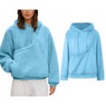 thumbnail image 1 of Womens Pet Pouch Hoodie Pullover Dog Carrying Hoodie Fashionable Long Sleeve Oversized Pocket Pullover Tops Fall Clothes, 1 of 9