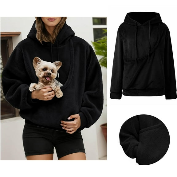 Womens Pet Pouch Hoodie Women Oversized Pet Carrier Hoodie Creative Long Sleeve Oversized Pocket Kangaroo Hoodie Winter Clothes