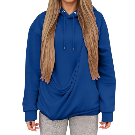 Womens Pet Pouch Hoodies with Cat Bag Oversized Hooded Sweatshirt With Pocket Front for Puppy Kitten Cat Holder Carriers Kangaroo Pocket Pullover Top Blue L