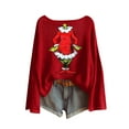 thumbnail image 1 of Womens Petite Christmas Tops Funny Xmas Tree Long Sleeve Holiday Party Tops Red XXL, 1 of 4