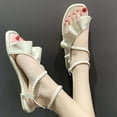 thumbnail image 1 of YODETEY Ruffled Strap Sandals - Women Summer Casual Shoes Color Ruffle Low Heel Buckle Open Toe Sandals Strappy Sandals with Cushioned Sole, 1 of 8