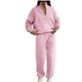 thumbnail image 1 of Womens Petite Lounge Sets 2 Piece Outfits Fall Two Piece Lounge Sets for Women Maternity Women's Fashion Zipper Lapel Solid Color Long Sleeve Casual Suit, 1 of 5