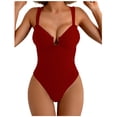 thumbnail image 1 of Womens Petite One Piece Swimsuit Summer 2026 U Wire Push Up High Waisted Solid Color Slimming Bathing Suits, 1 of 5